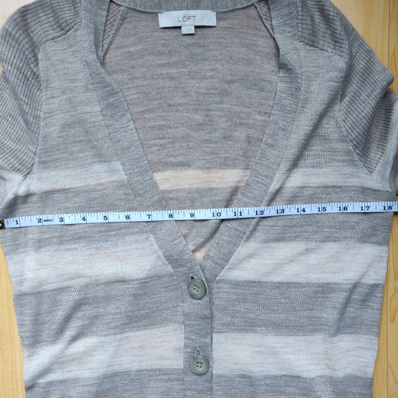 LOFT Stripe Long Casual Spring Cardigan in Brown - Picture 6 of 8